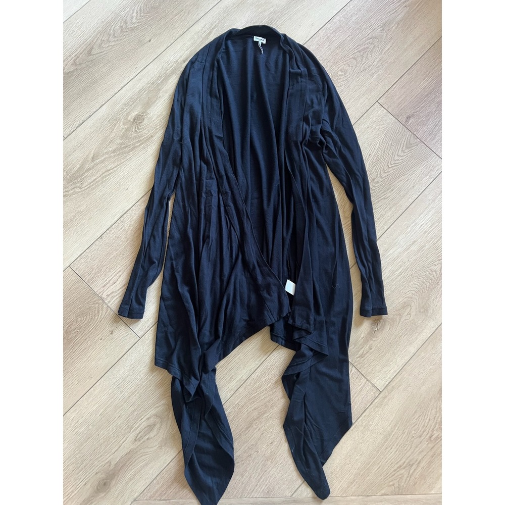 Splendid Black Open Front Draped Lightweight Cardigan Small‎